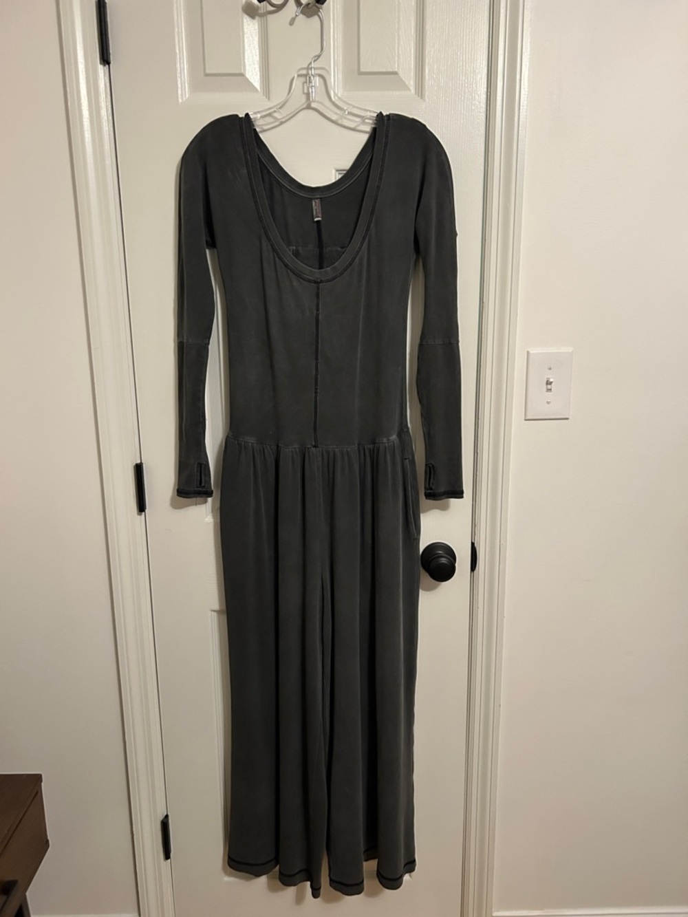 Free People Charcoal Gray Long Sleeve Jumpsuit